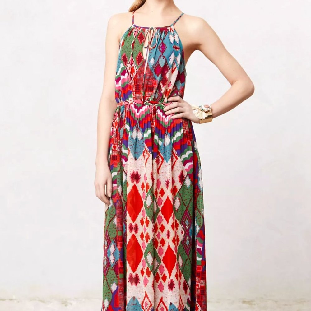 Maeve Multicolor Geometric Maxi Dress